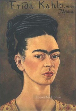 Frida Kahlo Painting - Self Portrait in Red and Gold Dress feminism Frida Kahlo